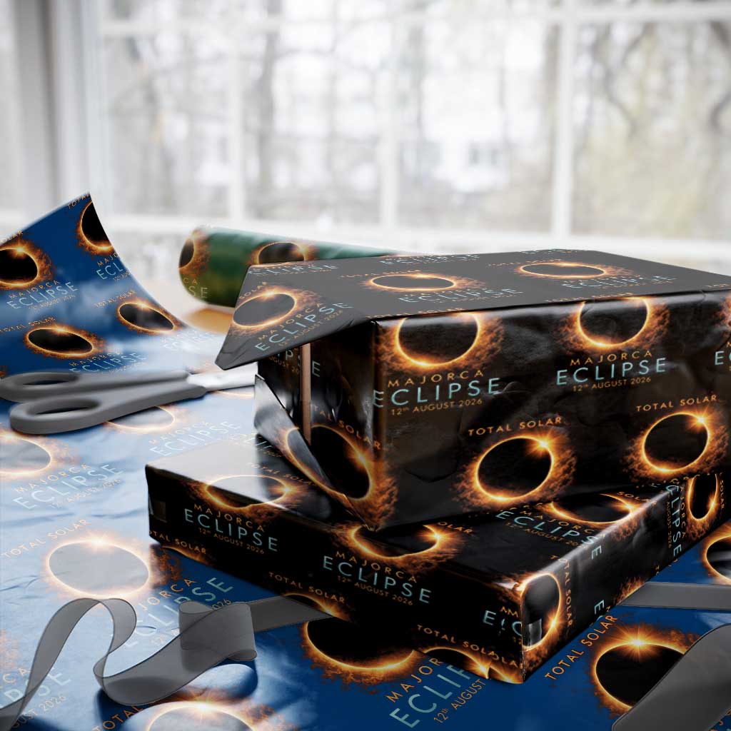 Total Solar Eclipse Wrapping Paper Roll 12th August 2026 Majorca Totality TS10 Black Print Your Wear