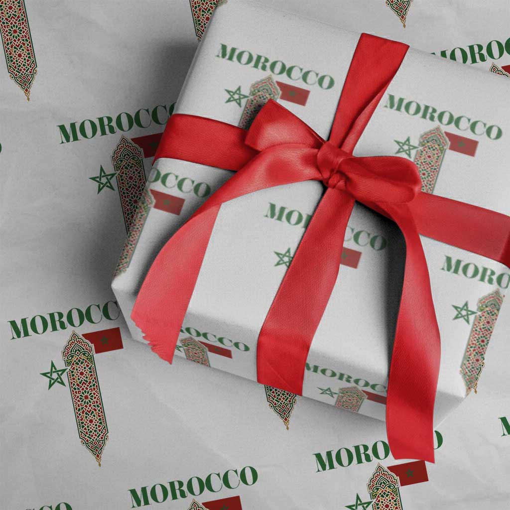 Traditional Moroccan Mosaic Archway Graphic Wrapping Paper Roll Morocco Architecture Tile Pattern TS02 White Print Your Wear