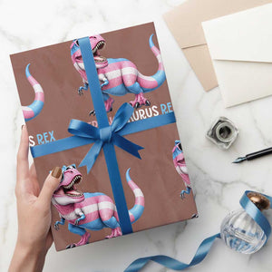 Transaurus Rex Transgender Pride Wrapping Paper Roll Funny Dinosaur Lover TS12 Mocha Print Your Wear
