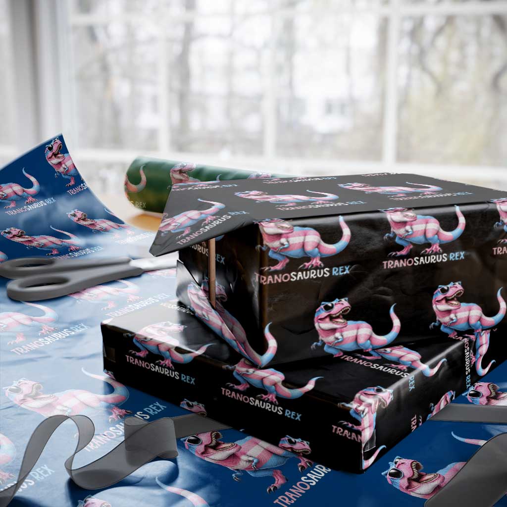 Transaurus Rex Transgender Pride Wrapping Paper Roll Funny Dinosaur Lover TS12 Black Print Your Wear