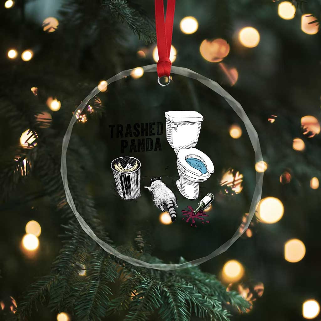 Trashed Panda Crystal Glass Ornament Funny Drunk Racoon Meme TS14 Print Your Wear