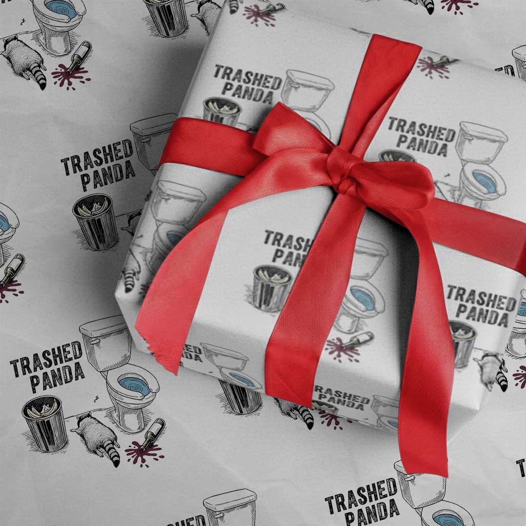 Trashed Panda Wrapping Paper Roll Funny Drunk Racoon Meme TS14 White Print Your Wear