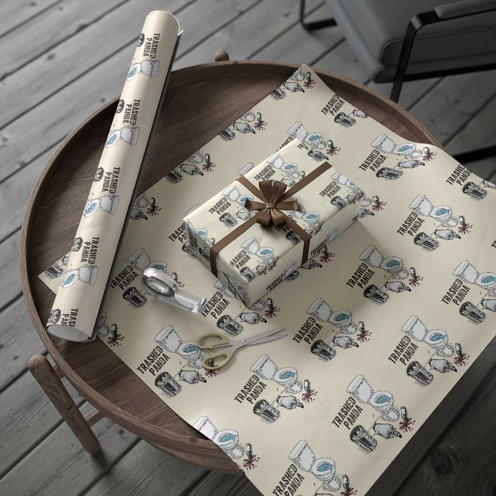 Trashed Panda Wrapping Paper Roll Funny Drunk Racoon Meme TS14 Beige Print Your Wear
