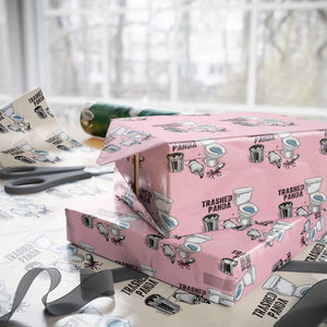 Trashed Panda Wrapping Paper Roll Funny Drunk Racoon Meme TS14 Light Pink Print Your Wear
