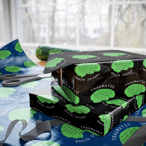 Traumatic Brain Injury Awareness Wrapping Paper Roll TBI Support TS02 Black Print Your Wear