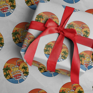 Tropical Skeleton Summerween Wrapping Paper Roll Beach Cocktail Vacation TS12 White Print Your Wear