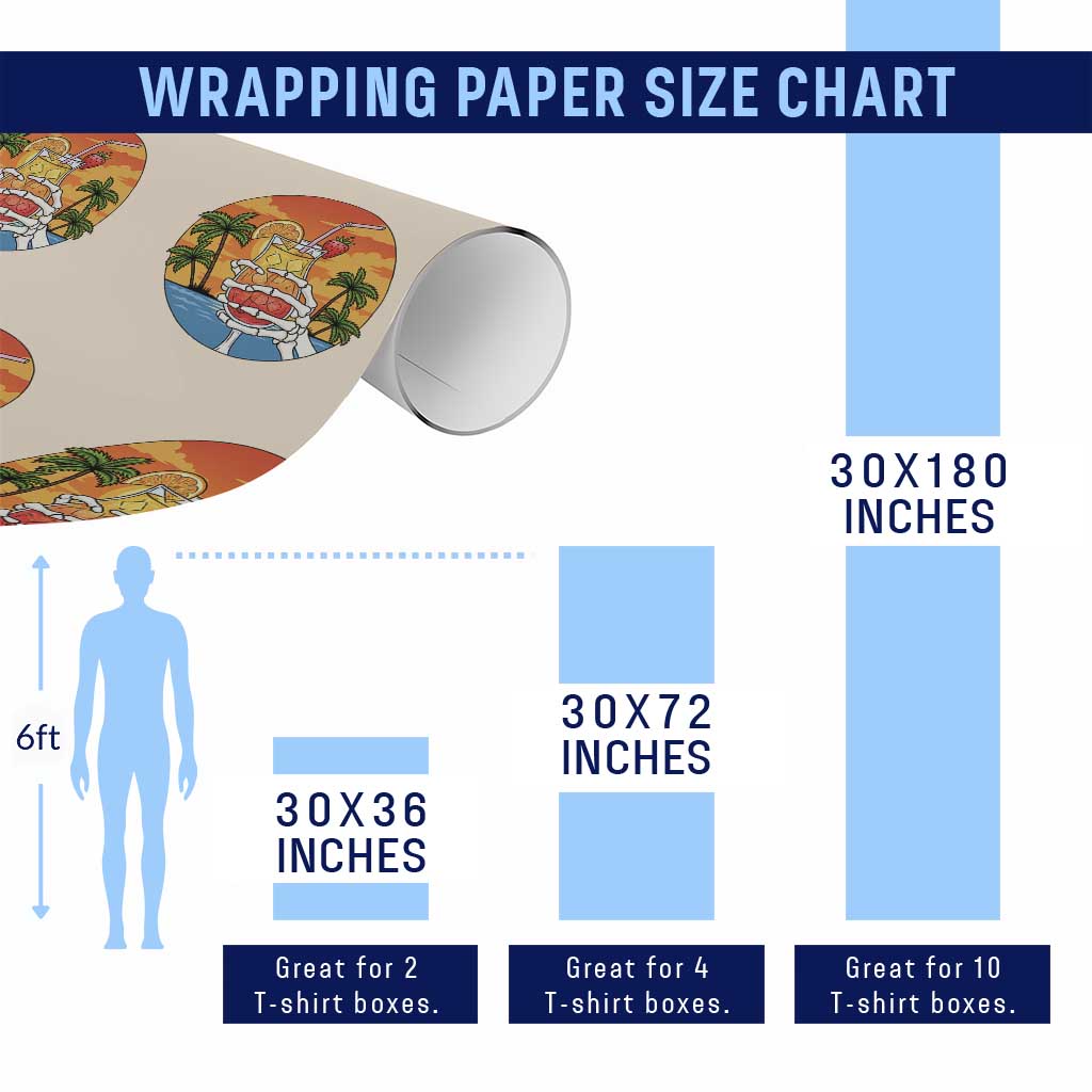 Tropical Skeleton Summerween Wrapping Paper Roll Beach Cocktail Vacation TS12 Print Your Wear