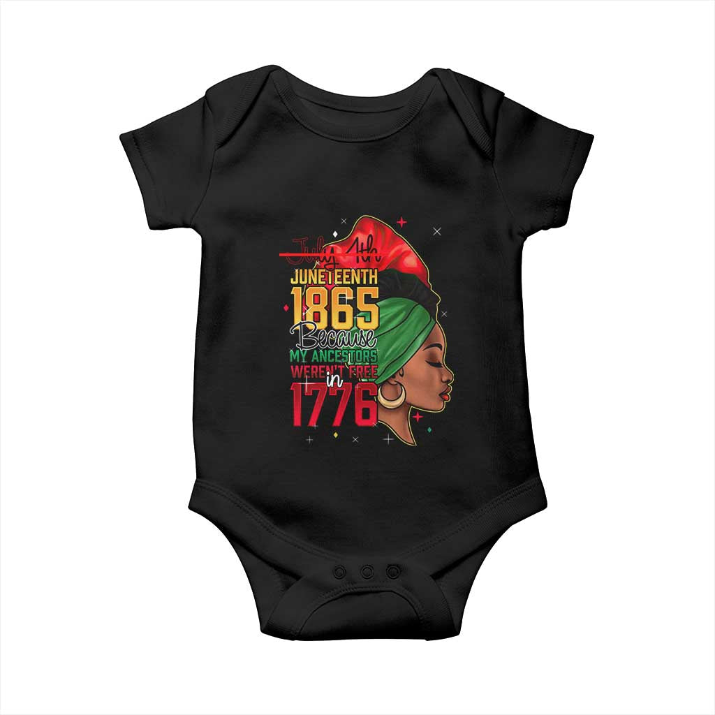 Juneteenth 1865 Baby Onesie Black Pride Because My Ancestors Weren't Free in 1776 Not 4Th Of July TS01 Black Print Your Wear