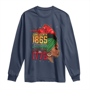 Juneteenth 1865 Long Sleeve Shirt Black Pride Because My Ancestors Weren't Free in 1776 Not 4Th Of July TS01 Navy Print Your Wear