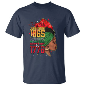 Juneteenth 4Th Of July T Shirt For Women Black Pride Because My Ancestors Weren't Free in 1776 TS01 Navy Printyourwear