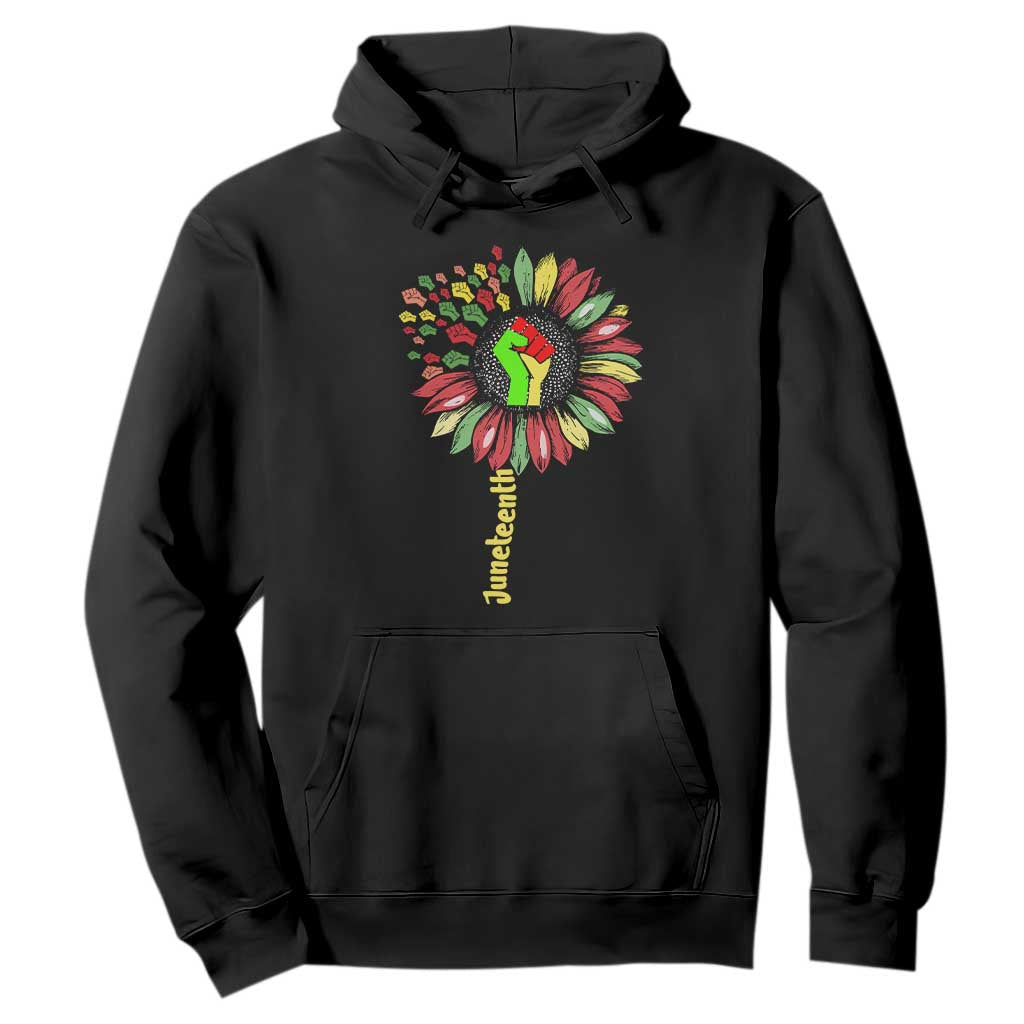 Juneteenth Hoodie Sunflower with Fist Black History African American TS01 Black Printyourwear