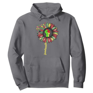 Juneteenth Hoodie Sunflower with Fist Black History African American TS01 Charcoal Printyourwear