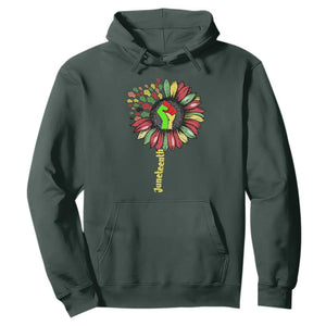 Juneteenth Hoodie Sunflower with Fist Black History African American TS01 Dark Forest Green Printyourwear