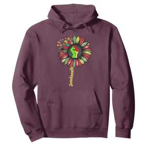 Juneteenth Hoodie Sunflower with Fist Black History African American TS01 Maroon Printyourwear