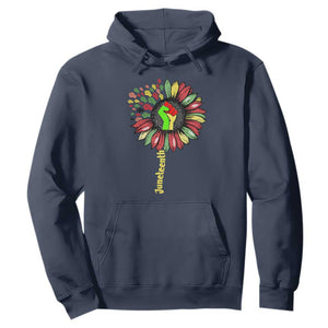 Juneteenth Hoodie Sunflower with Fist Black History African American TS01 Navy Printyourwear