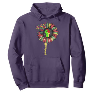 Juneteenth Hoodie Sunflower with Fist Black History African American TS01 Purple Printyourwear