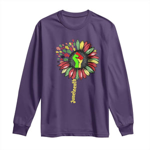 Juneteenth Long Sleeve Shirt Sunflower with Raised Fist Black History African American TS01 Purple Print Your Wear