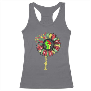Juneteenth Racerback Tank Top Sunflower with Raised Fist Black History African American TS01 Charcoal Print Your Wear