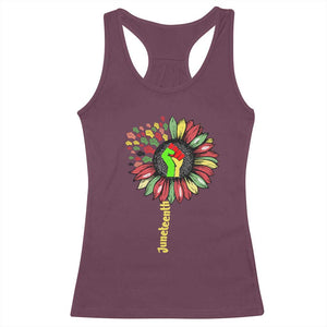 Juneteenth Racerback Tank Top Sunflower with Raised Fist Black History African American TS01 Maroon Print Your Wear