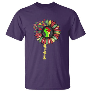 Juneteenth T Shirt Sunflower with Fist Black History African American TS01 Purple Printyourwear