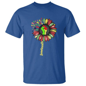 Juneteenth T Shirt Sunflower with Fist Black History African American TS01 Royal Blue Printyourwear