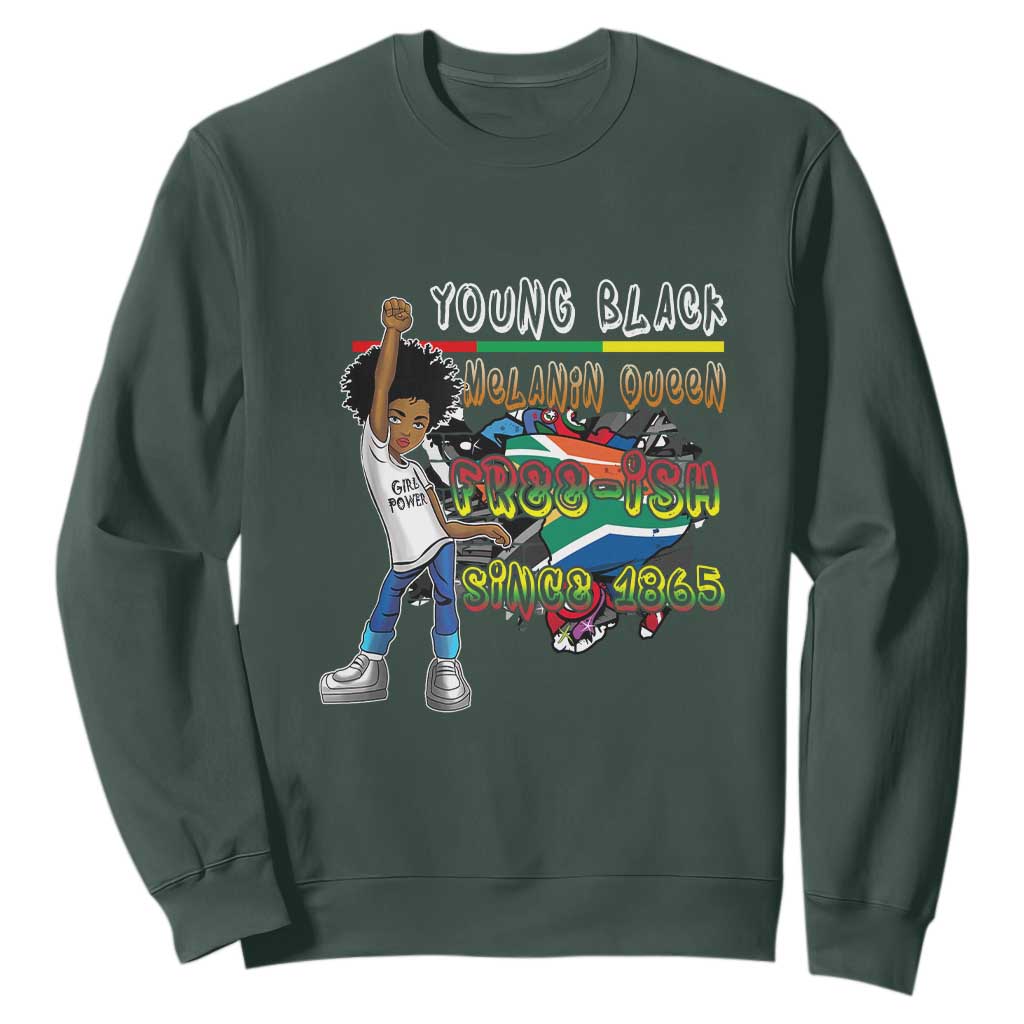 Free Ish Juneteenth Sweatshirt Freedom Day Since 1865 TS01 Dark Forest Green Printyourwear