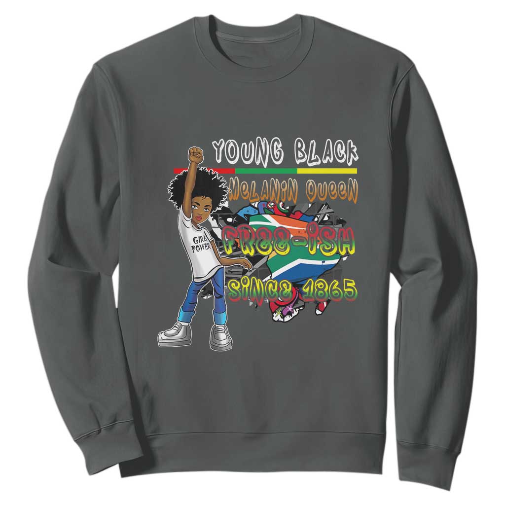 Free Ish Juneteenth Sweatshirt Freedom Day Since 1865 TS01 Dark Heather Printyourwear