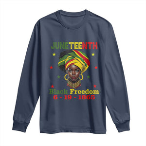 Juneteenth Black Freedom Long Sleeve Shirt Since 1865 For African Women Black Pride TS01 Navy Print Your Wear