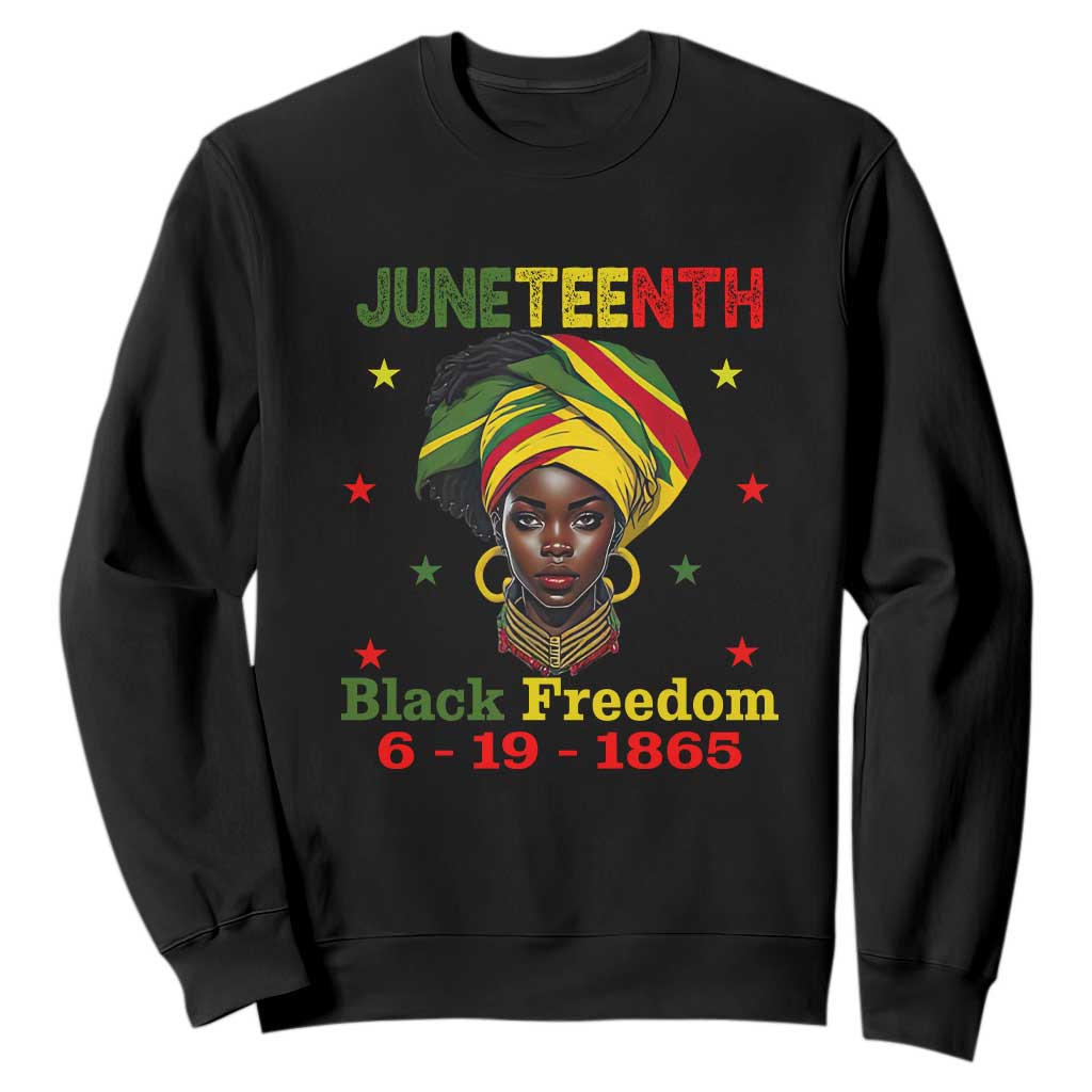 BHM Sweatshirt For African Women Juneteenth 1865 Celebrating TS01 Black Printyourwear