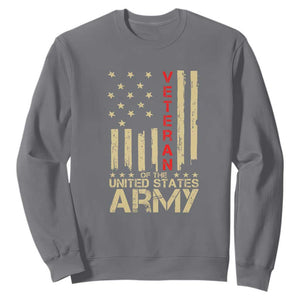 Patriotic U.S. Army Veteran Sweatshirt Vintage Red Line American Flag Military TS01 Charcoal Print Your Wear