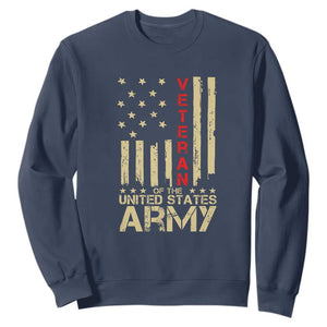 Patriotic U.S. Army Veteran Sweatshirt Vintage Red Line American Flag Military TS01 Navy Print Your Wear