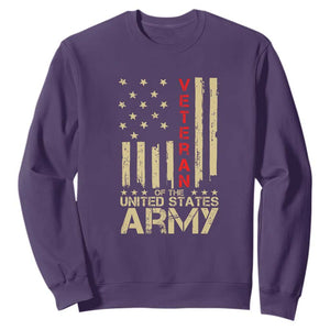 Patriotic U.S. Army Veteran Sweatshirt Vintage Red Line American Flag Military TS01 Purple Print Your Wear