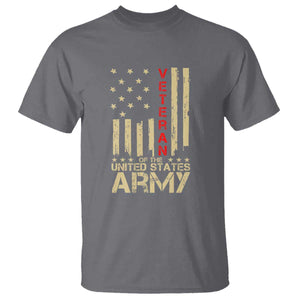 Patriotic U.S. Army Veteran T Shirt Vintage Red Line American Flag Military TS01 Charcoal Print Your Wear