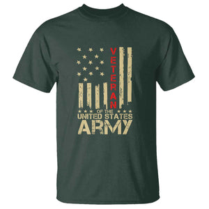 Patriotic U.S. Army Veteran T Shirt Vintage Red Line American Flag Military TS01 Dark Forest Green Print Your Wear