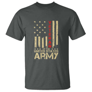 Patriotic U.S. Army Veteran T Shirt Vintage Red Line American Flag Military TS01 Dark Heather Print Your Wear