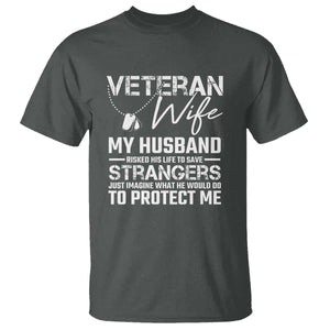 Veteran Wife T Shirt Cool Military Gift for Army Husband - Soldier Saying TS01 Dark Heather Print Your Wear