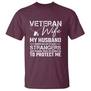 Veteran Wife T Shirt Cool Military Gift for Army Husband - Soldier Saying TS01 Maroon Print Your Wear