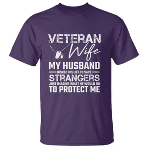 Veteran Wife T Shirt Cool Military Gift for Army Husband - Soldier Saying TS01 Purple Print Your Wear