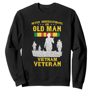 Never Underestimate an Old Man Vietnam Veteran Sweatshirt Patriotic Military Gift TS01 Black Print Your Wear