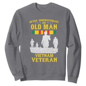 Never Underestimate an Old Man Vietnam Veteran Sweatshirt Patriotic Military Gift TS01 Charcoal Print Your Wear