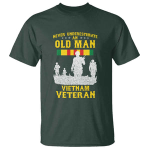 Never Underestimate an Old Man Vietnam Veteran T Shirt Patriotic Military Gift TS01 Dark Forest Green Print Your Wear