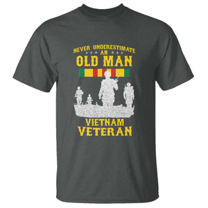 Never Underestimate an Old Man Vietnam Veteran T Shirt Patriotic Military Gift TS01 Dark Heather Print Your Wear