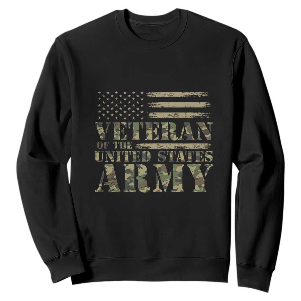 Veteran Sweatshirt Proud U.S. Army Soldier, USA Flag & Camouflage Design TS01 Black Print Your Wear