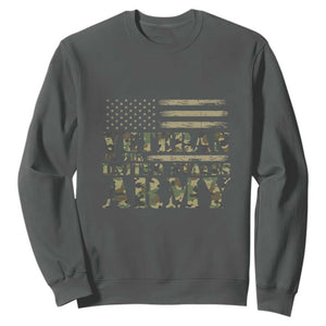 Veteran Sweatshirt Proud U.S. Army Soldier, USA Flag & Camouflage Design TS01 Dark Heather Print Your Wear