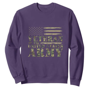 Veteran Sweatshirt Proud U.S. Army Soldier, USA Flag & Camouflage Design TS01 Purple Print Your Wear