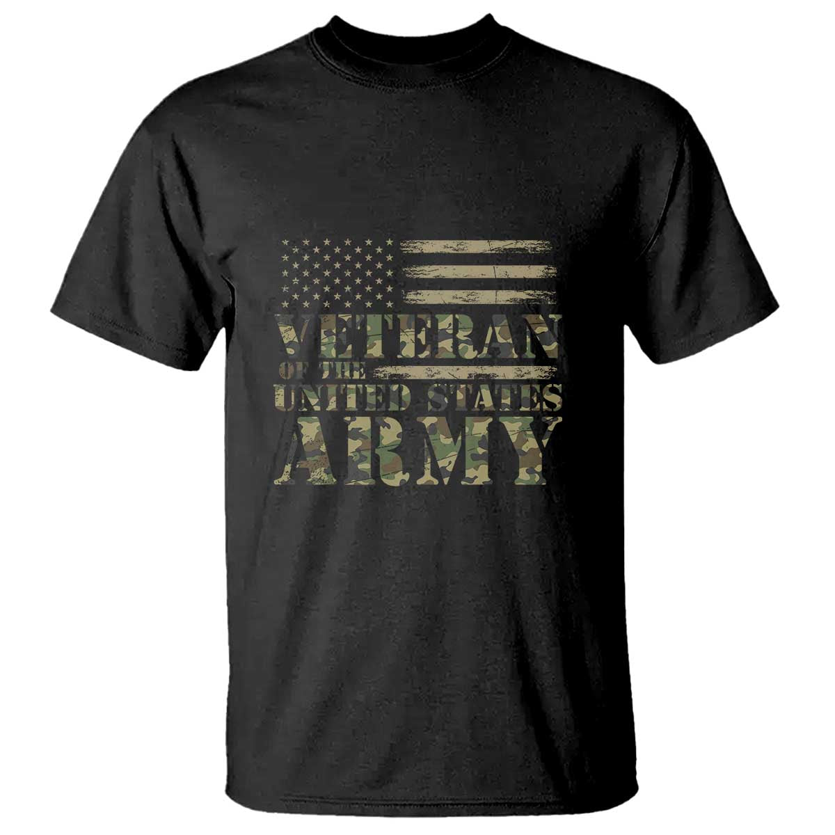 Veteran T Shirt Proud U.S. Army Soldier, USA Flag & Camouflage Design TS01 Black Print Your Wear