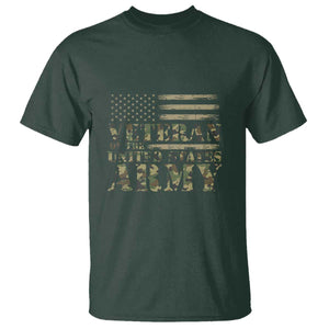 Veteran T Shirt Proud U.S. Army Soldier, USA Flag & Camouflage Design TS01 Dark Forest Green Print Your Wear