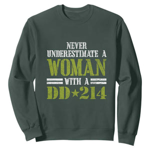 Female Veteran Sweatshirt Women with DD-214, Veterans Day Gift TS01 Dark Forest Green Print Your Wear