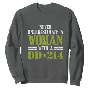 Female Veteran Sweatshirt Women with DD-214, Veterans Day Gift TS01 Dark Heather Print Your Wear