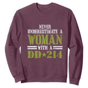 Female Veteran Sweatshirt Women with DD-214, Veterans Day Gift TS01 Maroon Print Your Wear